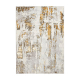 Apollo GR579 Modern Abstract Distressed Metallic Shimmer High-Density Textured Low Profile Short-Pile Grey/Gold/Cream Rug