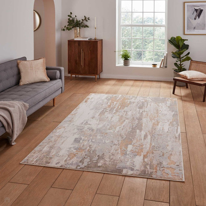 Apollo GR580 Modern Abstract Distressed Metallic Shimmer High-Density Textured Flat Pile Beige/Grey/Bronze/Terra/Brown/Cream Rug-Think Rugs-Rug Love - The Most Loved Rug Store