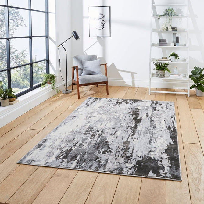 Apollo GR580 Modern Abstract Distressed Metallic Shimmer High-Density Textured Flat Pile Grey/Cream Rug-Think Rugs-Rug Love - The Most Loved Rug Store