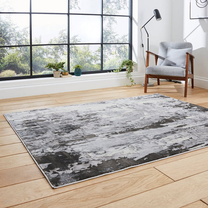 Apollo GR580 Modern Abstract Distressed Metallic Shimmer High-Density Textured Flat Pile Grey/Cream Rug-Think Rugs-Rug Love - The Most Loved Rug Store