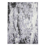 Apollo GR580 Modern Abstract Distressed Metallic Shimmer High-Density Textured Low Profile Short-Pile Grey/Cream Rug