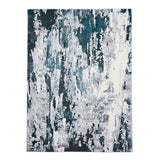 Apollo GR580 Modern Abstract Distressed Metallic Shimmer High-Density Textured Low Profile Short-Pile Grey/Green/Cream Rug