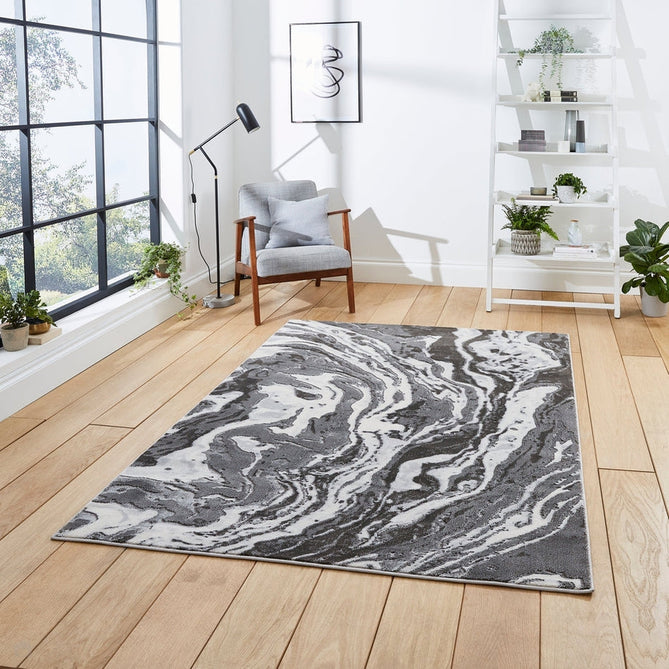 Apollo GR584 Modern Abstract Distressed Marble Metallic Shimmer High-Density Textured Flat Pile Grey/Cream Rug-Think Rugs-Rug Love - The Most Loved Rug Store