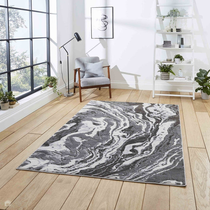 Apollo GR584 Modern Abstract Distressed Marble Metallic Shimmer High-Density Textured Flat Pile Grey/Cream Rug-Think Rugs-Rug Love - The Most Loved Rug Store