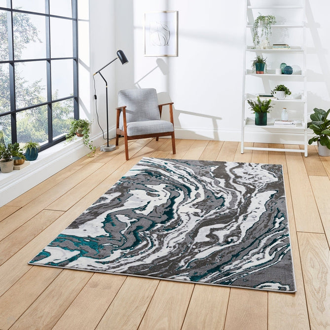 Apollo GR584 Modern Abstract Distressed Marble Metallic Shimmer High-Density Textured Flat Pile Grey/Green/Cream Rug-Think Rugs-Rug Love - The Most Loved Rug Store