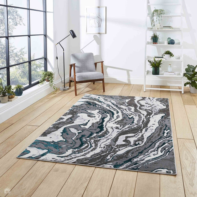 Apollo GR584 Modern Abstract Distressed Marble Metallic Shimmer High-Density Textured Flat Pile Grey/Green/Cream Rug-Think Rugs-Rug Love - The Most Loved Rug Store