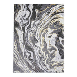 Apollo GR584 Modern Abstract Distressed Marble Metallic Shimmer High-Density Textured Low Profile Short-Pile Grey/Gold/Cream Rug