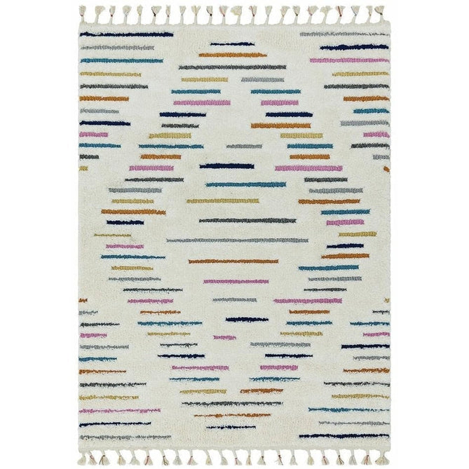 Buy Asiatic Carpets Ariana AR03 Harmony Modern Moroccan Berber Textured Hi-Low Cut+Loop Pile Soft Plush Boho Shaggy Cream/Multicolour Rug Lowest Price | Rug Love