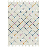 Ariana AR08 Criss Cross Modern Moroccan Berber Textured Hi-Low Cut+Loop Pile Soft Plush Boho Shaggy Cream/Multicolour Rug