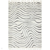 Ariana AR10 Ripple Modern Moroccan Berber Textured Hi-Low Cut+Loop Pile Soft Plush Boho Shaggy Cream/Grey Rug 160 x 230 cm