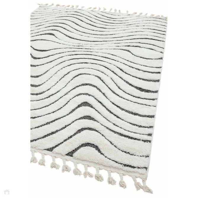 Buy Asiatic Carpets Ariana AR10 Ripple Modern Moroccan Berber Textured Hi-Low Cut+Loop Pile Soft Plush Boho Shaggy Cream/Grey Rug Lowest Price | Rug Love