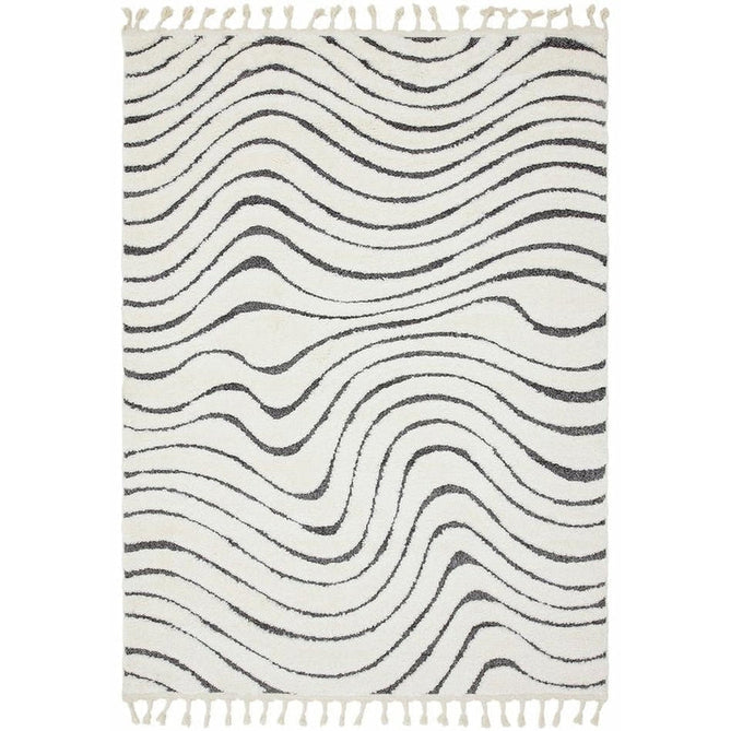 Buy Asiatic Carpets Ariana AR10 Ripple Modern Moroccan Berber Textured Hi-Low Cut+Loop Pile Soft Plush Boho Shaggy Cream/Grey Rug Lowest Price | Rug Love