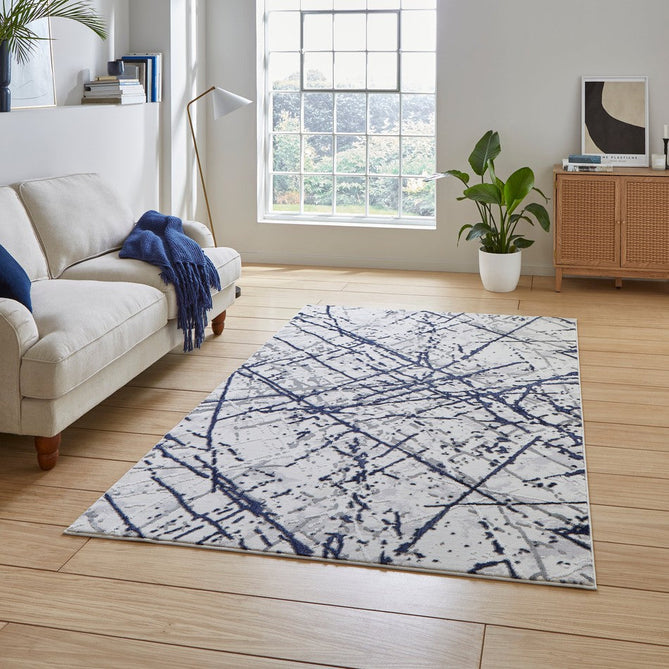 Artemis B8403A Modern Abstract Marble Metallic Shimmer Textured High-Density Soft-Touch Silver/Blue/Cream Rug-Think Rugs-Rug Love - The Most Loved Rug Store