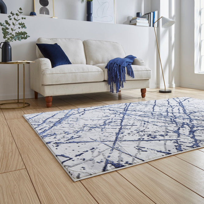 Artemis B8403A Modern Abstract Marble Metallic Shimmer Textured High-Density Soft-Touch Silver/Blue/Cream Rug-Think Rugs-Rug Love - The Most Loved Rug Store