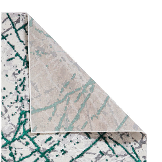 Artemis B8403A Modern Abstract Marble Metallic Shimmer Textured High-Density Soft-Touch Silver/Green/Cream Rug-Think Rugs-Rug Love - The Most Loved Rug Store