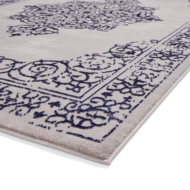 Artemis B9076A Traditional Medallion Border Distressed Metallic Shimmer Textured High-Density Soft-Touch Silver/Blue/Cream Rug-Think Rugs-Rug Love - The Most Loved Rug Store