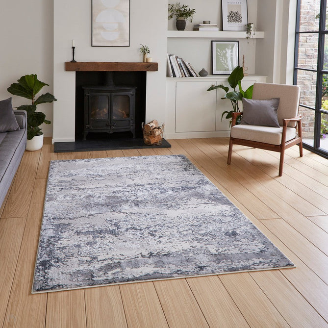 Artemis B9289A Modern Abstract Marbled Metallic Shimmer Textured High-Density Soft-Touch Grey/Silver/Cream Rug-Think Rugs-Rug Love - The Most Loved Rug Store