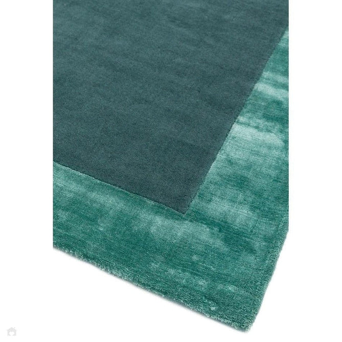 Ascot Modern Plain Hand-Woven Wool Centred Loop Pile Metallic Shimmer Wide Edged Viscose Border Aqua Blue Rug-Asiatic Carpets-Rug Love - The Most Loved Rug Store