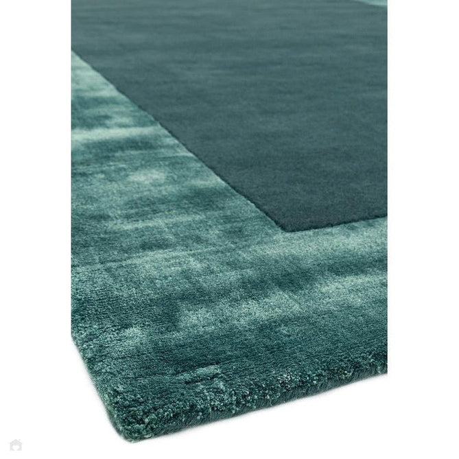 Ascot Modern Plain Hand-Woven Wool Centred Loop Pile Metallic Shimmer Wide Edged Viscose Border Aqua Blue Rug-Asiatic Carpets-Rug Love - The Most Loved Rug Store