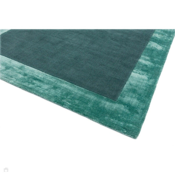 Ascot Modern Plain Hand-Woven Wool Centred Loop Pile Metallic Shimmer Wide Edged Viscose Border Aqua Blue Rug-Asiatic Carpets-Rug Love - The Most Loved Rug Store