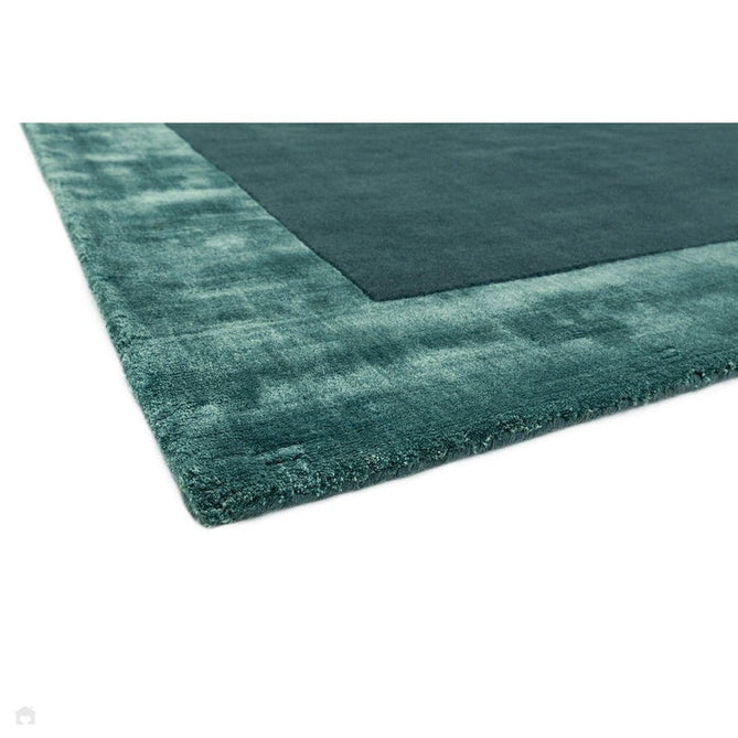 Ascot Modern Plain Hand-Woven Wool Centred Loop Pile Metallic Shimmer Wide Edged Viscose Border Aqua Blue Rug-Asiatic Carpets-Rug Love - The Most Loved Rug Store