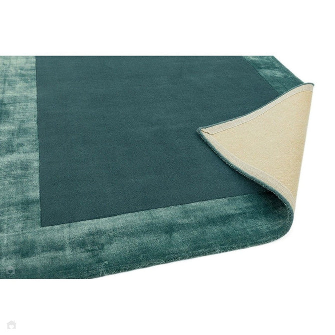 Ascot Modern Plain Hand-Woven Wool Centred Loop Pile Metallic Shimmer Wide Edged Viscose Border Aqua Blue Rug-Asiatic Carpets-Rug Love - The Most Loved Rug Store