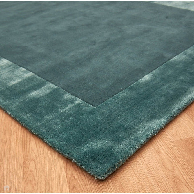 Ascot Modern Plain Hand-Woven Wool Centred Loop Pile Metallic Shimmer Wide Edged Viscose Border Aqua Blue Rug-Asiatic Carpets-Rug Love - The Most Loved Rug Store