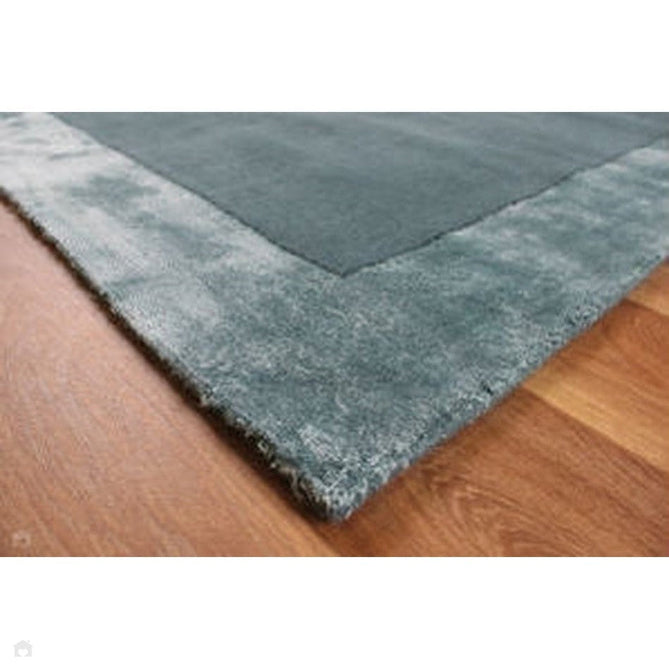 Ascot Modern Plain Hand-Woven Wool Centred Loop Pile Metallic Shimmer Wide Edged Viscose Border Aqua Blue Rug-Asiatic Carpets-Rug Love - The Most Loved Rug Store