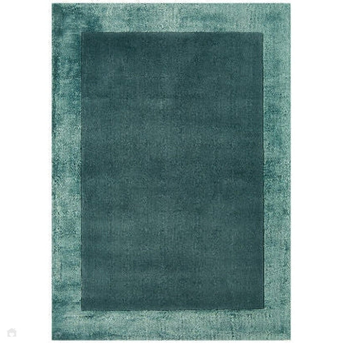 Ascot Modern Plain Hand-Woven Wool Centred Loop Pile Metallic Shimmer Wide Edged Viscose Border Aqua Blue Rug-Asiatic Carpets-Rug Love - The Most Loved Rug Store