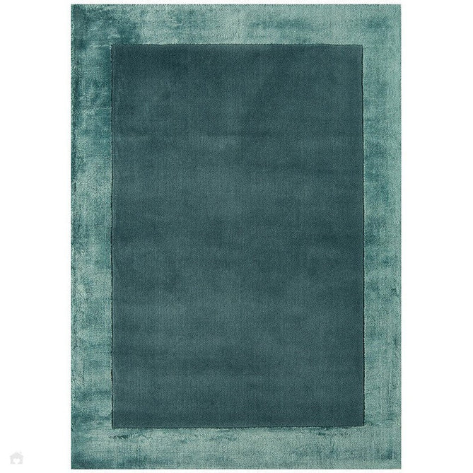 Ascot Modern Plain Hand-Woven Wool Centred Loop Pile Metallic Shimmer Wide Edged Viscose Border Aqua Blue Rug-Asiatic Carpets-Rug Love - The Most Loved Rug Store