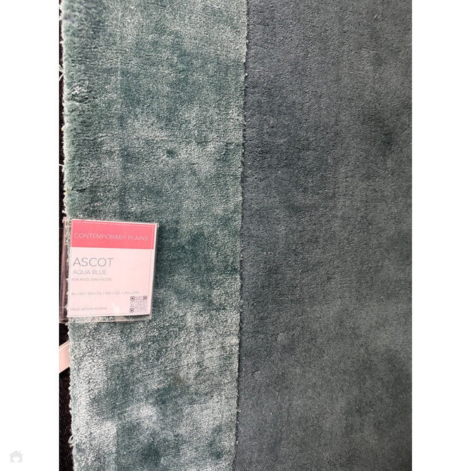 Ascot Modern Plain Hand-Woven Wool Centred Loop Pile Metallic Shimmer Wide Edged Viscose Border Aqua Blue Rug-Asiatic Carpets-Rug Love - The Most Loved Rug Store