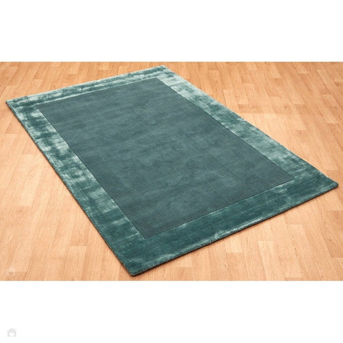 Ascot Modern Plain Hand-Woven Wool Centred Loop Pile Metallic Shimmer Wide Edged Viscose Border Aqua Blue Rug-Asiatic Carpets-Rug Love - The Most Loved Rug Store