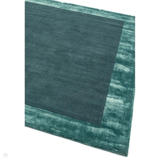 Ascot Modern Plain Hand-Woven Wool Centred Loop Pile Metallic Shimmer Wide Edged Viscose Border Aqua Blue Rug-Asiatic Carpets-Rug Love - The Most Loved Rug Store