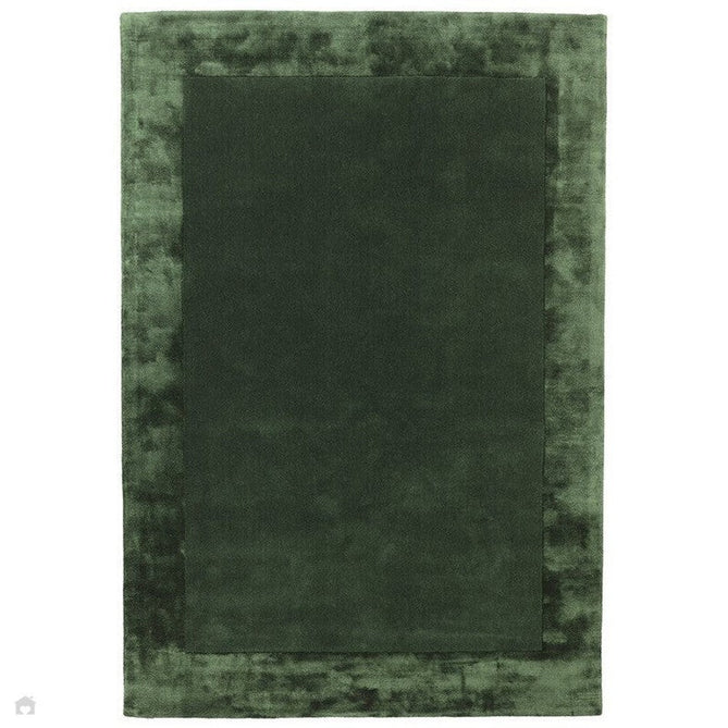 Ascot Modern Plain Hand-Woven Wool Centred Loop Pile Metallic Shimmer Wide Viscose Border Green Rug 160 x 230cm-Shop Returns-Rug Love - The Most Loved Rug Store