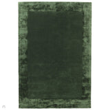 Ascot Modern Plain Hand-Woven Wool Centred Loop Pile Metallic Shimmer Wide Viscose Border Green Rug 160 x 230cm