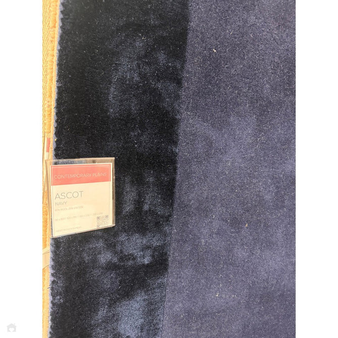 Ascot Modern Plain Hand-Woven Wool Centred Loop Pile Metallic Shimmer Wide Viscose Border Navy Blue Rug-Asiatic Carpets-Rug Love - The Most Loved Rug Store