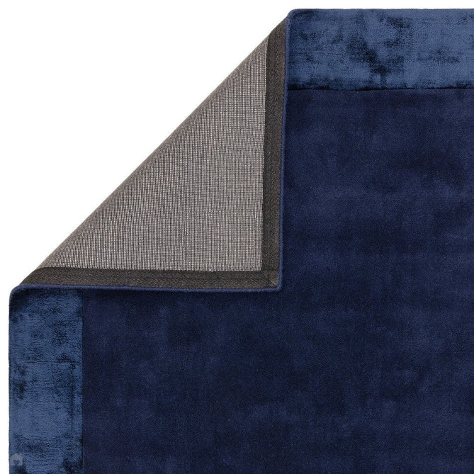 Ascot Modern Plain Hand-Woven Wool Centred Loop Pile Metallic Shimmer Wide Viscose Border Navy Blue Rug-Asiatic Carpets-Rug Love - The Most Loved Rug Store