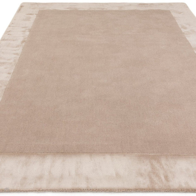 Ascot Modern Plain Hand-Woven Wool Centred Loop Pile Metallic Shimmer Wide Viscose Border Putty/Beige Rug-Asiatic Carpets-Rug Love - The Most Loved Rug Store