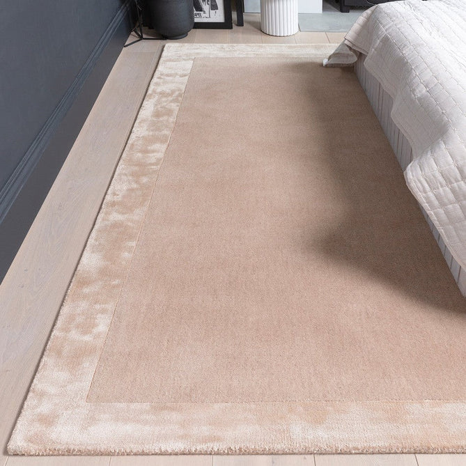 Ascot Modern Plain Hand-Woven Wool Centred Loop Pile Metallic Shimmer Wide Viscose Border Putty/Beige Rug-Asiatic Carpets-Rug Love - The Most Loved Rug Store