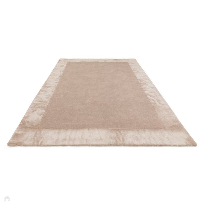 Ascot Modern Plain Hand-Woven Wool Centred Loop Pile Metallic Shimmer Wide Viscose Border Putty/Beige Rug-Asiatic Carpets-Rug Love - The Most Loved Rug Store