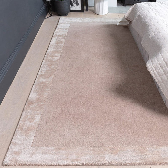 Ascot Modern Plain Hand-Woven Wool Centred Loop Pile Metallic Shimmer Wide Viscose Border Putty/Beige Rug-Asiatic Carpets-Rug Love - The Most Loved Rug Store