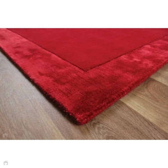 Ascot Modern Plain Hand-Woven Wool Centred Loop Pile Metallic Shimmer Wide Viscose Border Red Rug-Asiatic Carpets-Rug Love - The Most Loved Rug Store