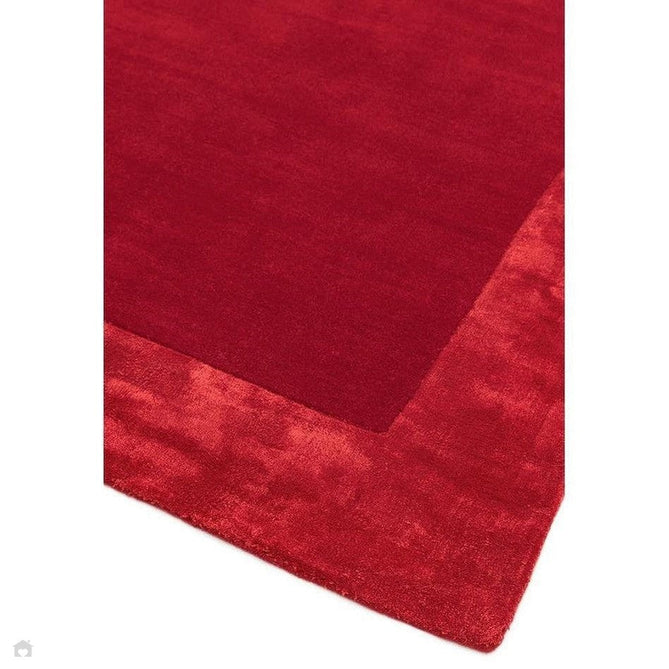 Ascot Modern Plain Hand-Woven Wool Centred Loop Pile Metallic Shimmer Wide Viscose Border Red Rug-Asiatic Carpets-Rug Love - The Most Loved Rug Store