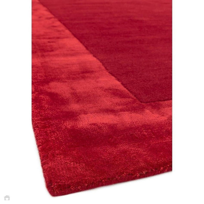 Ascot Modern Plain Hand-Woven Wool Centred Loop Pile Metallic Shimmer Wide Viscose Border Red Rug-Asiatic Carpets-Rug Love - The Most Loved Rug Store