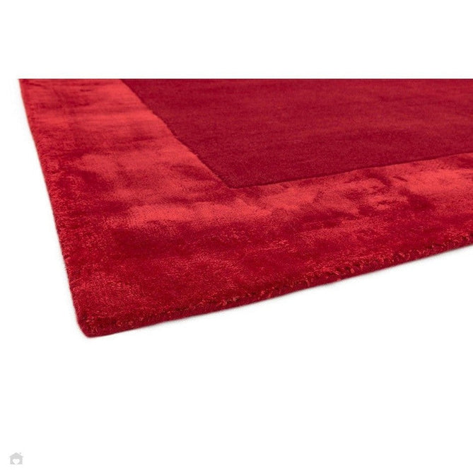 Ascot Modern Plain Hand-Woven Wool Centred Loop Pile Metallic Shimmer Wide Viscose Border Red Rug-Asiatic Carpets-Rug Love - The Most Loved Rug Store