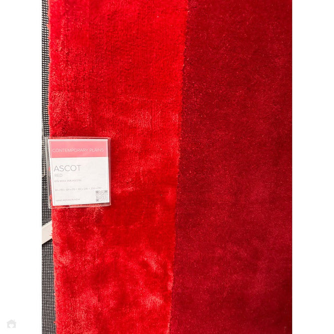 Ascot Modern Plain Hand-Woven Wool Centred Loop Pile Metallic Shimmer Wide Viscose Border Red Rug-Asiatic Carpets-Rug Love - The Most Loved Rug Store