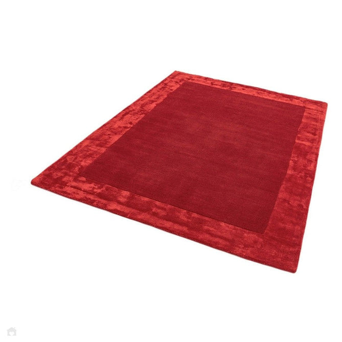 Ascot Modern Plain Hand-Woven Wool Centred Loop Pile Metallic Shimmer Wide Viscose Border Red Rug-Asiatic Carpets-Rug Love - The Most Loved Rug Store