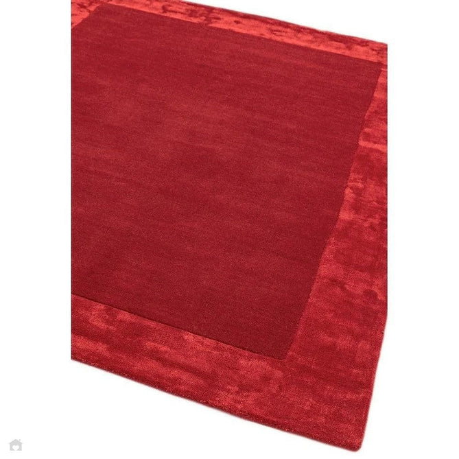 Ascot Modern Plain Hand-Woven Wool Centred Loop Pile Metallic Shimmer Wide Viscose Border Red Rug-Asiatic Carpets-Rug Love - The Most Loved Rug Store