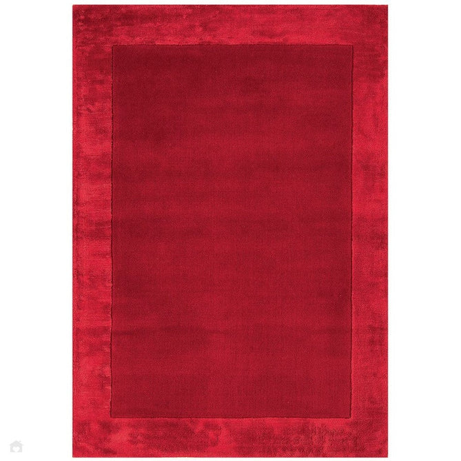 Ascot Modern Plain Hand-Woven Wool Centred Loop Pile Metallic Shimmer Wide Viscose Border Red Rug-Asiatic Carpets-Rug Love - The Most Loved Rug Store