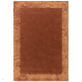 Ascot Modern Plain Hand-Woven Wool Centred Loop Pile Metallic Shimmer Wide Viscose Border Rust Rug